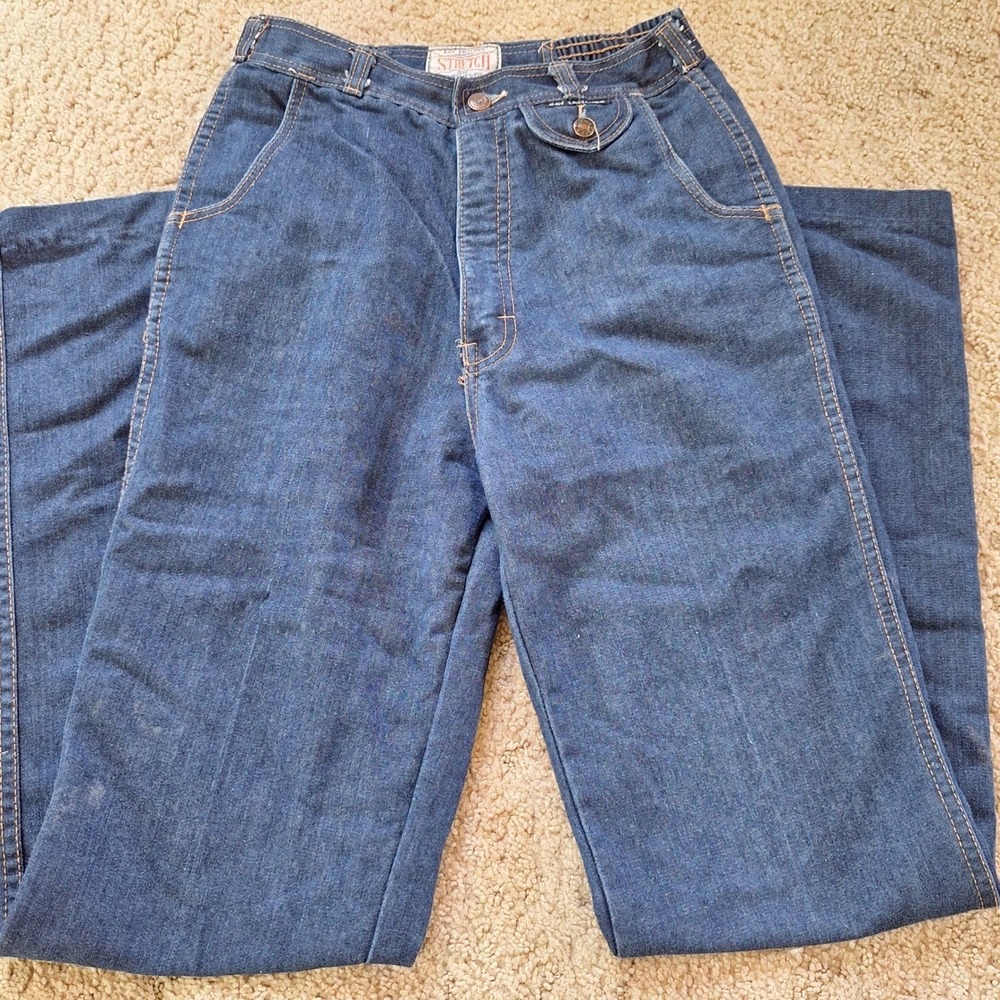 Bay Britches Vintage 70s Ultra Tall‎ Wide Leg Indigo Dark Jeans 11/12 READ